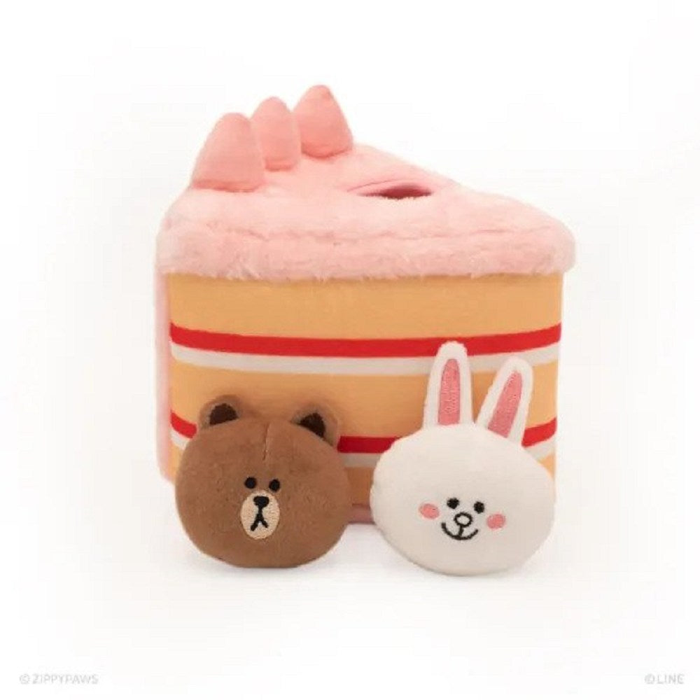 Line Friends Zippy Burrow Brown & Cony In Cake Dog Plush Toy