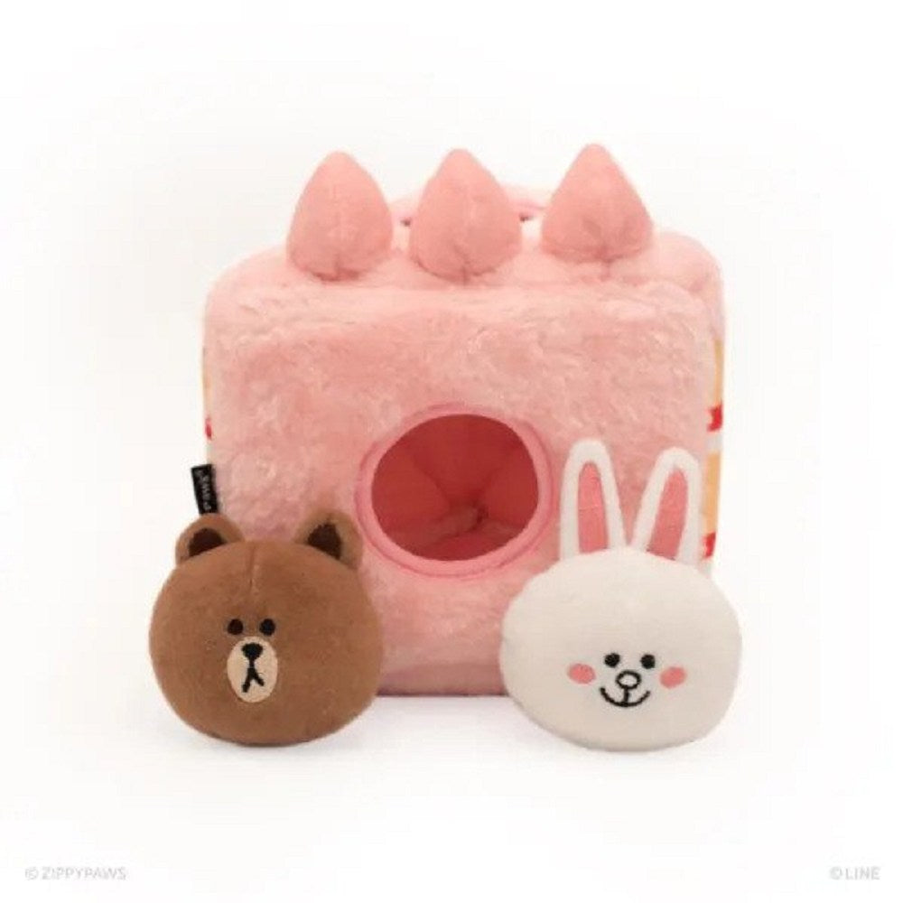Line Friends Zippy Burrow Brown & Cony In Cake Dog Plush Toy