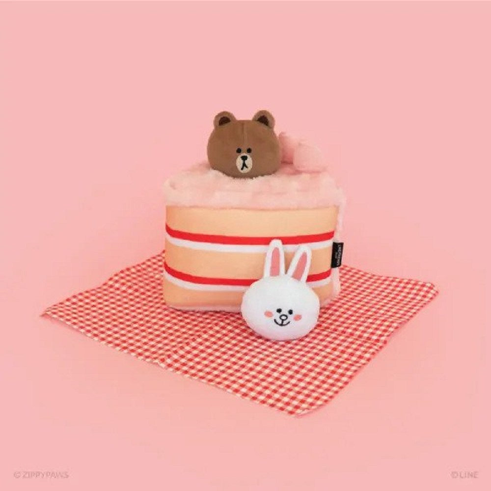 Line Friends Zippy Burrow Brown & Cony In Cake Dog Plush Toy