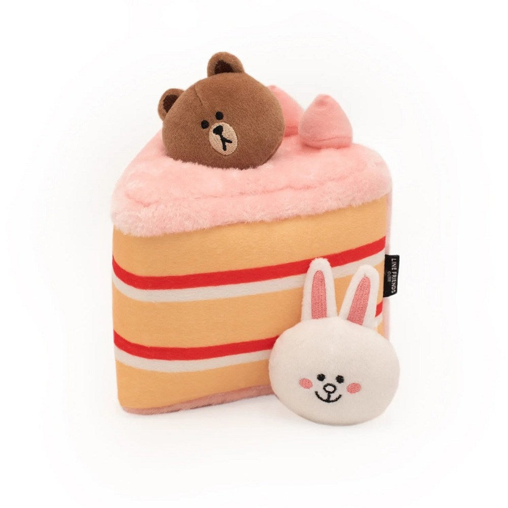 Line Friends Zippy Burrow Brown & Cony In Cake Dog Plush Toy