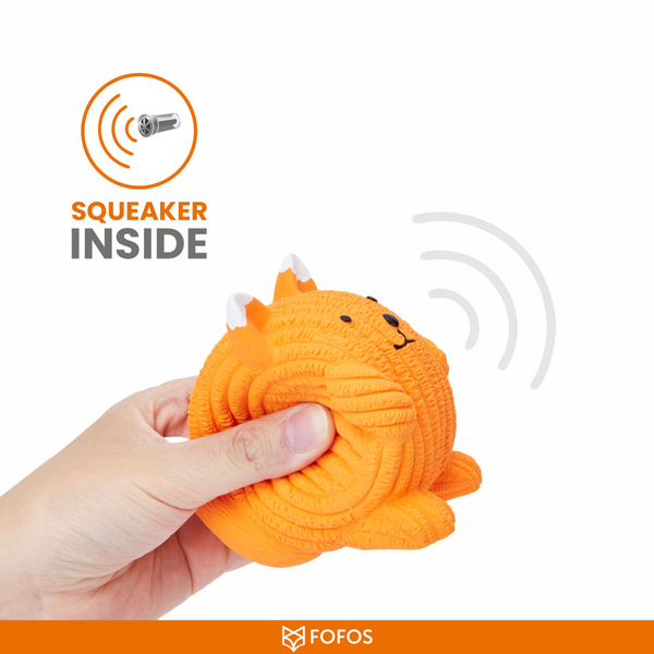 Fofos Latex Fox Ball Squeaky Toy for Dogs (Orange)