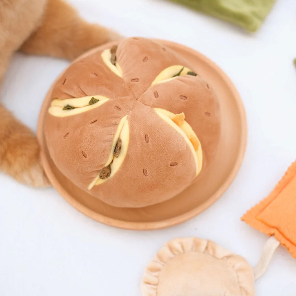 Cheesy Bread Nosework Dog Plush Toy