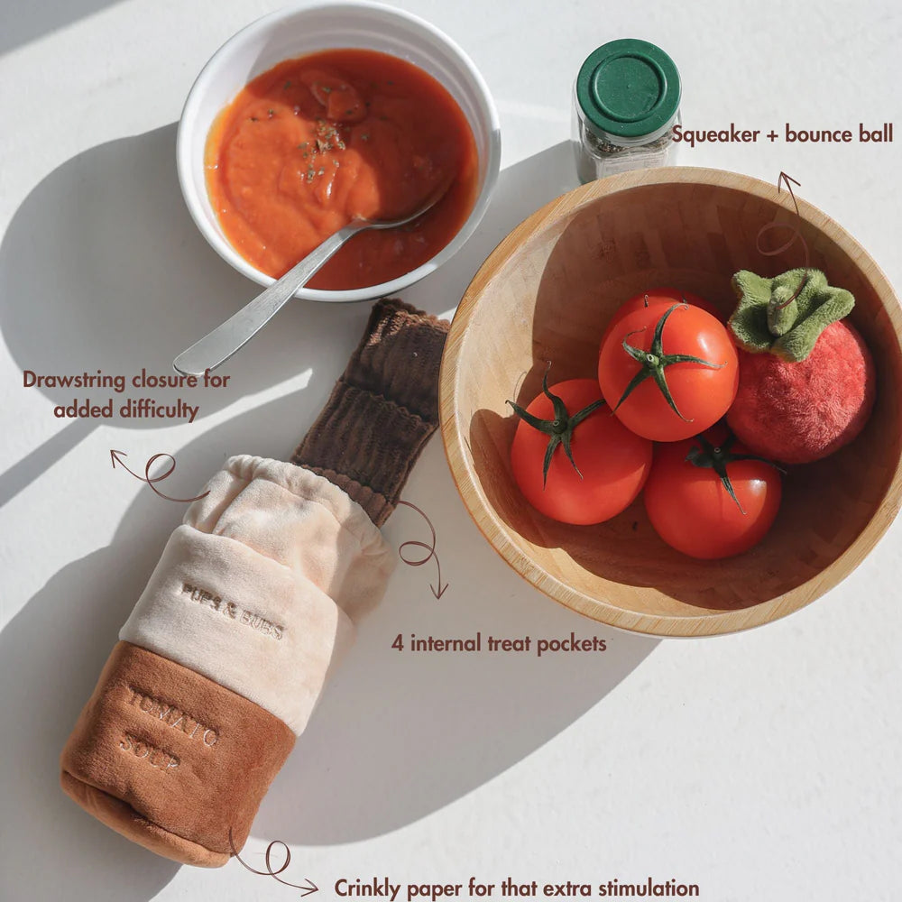 Tomato Soup Nosework Dog Plush Toy