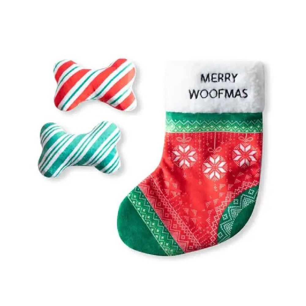 Christmas Sock Hide And Seek Dog Plush Toy