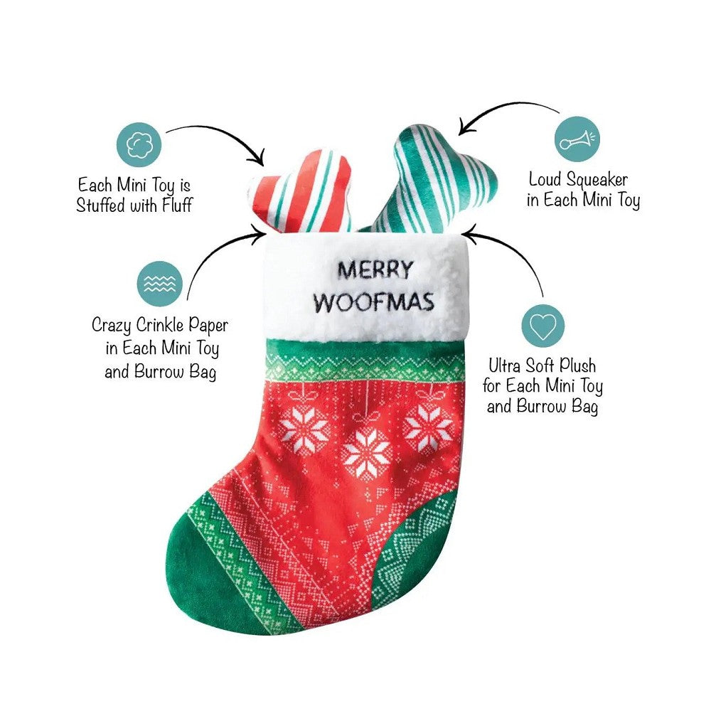 Christmas Sock Hide And Seek Dog Plush Toy